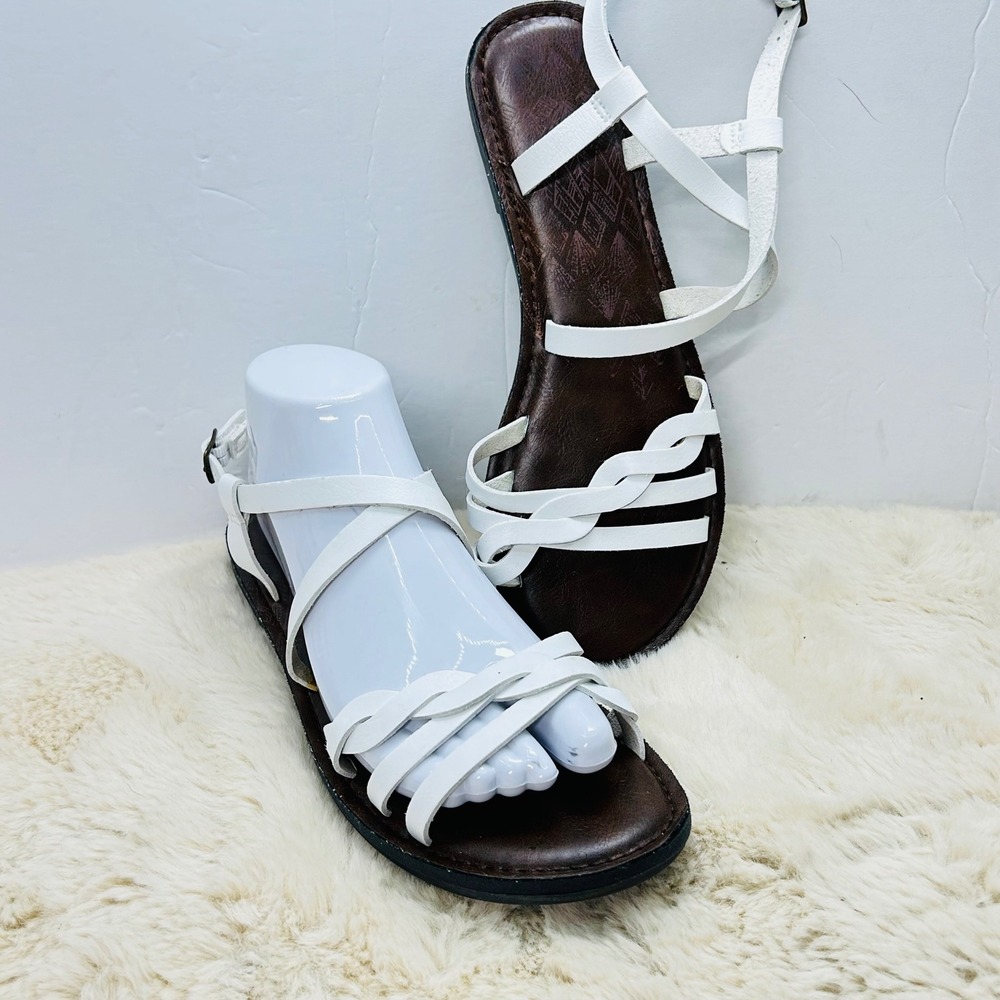 Time Tru Women's‎ White Gladiator Sandals Strappy Brown Insole Size 8
